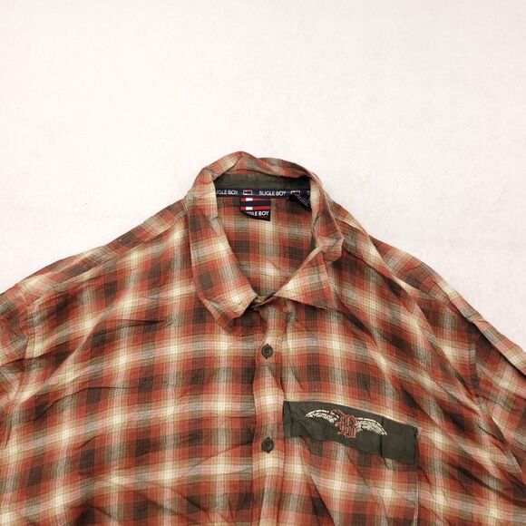Bugle Boy Jean Company Long Sleeve Button Up Shirt Adult Mens Size 2X Red - Picture 1 of 12